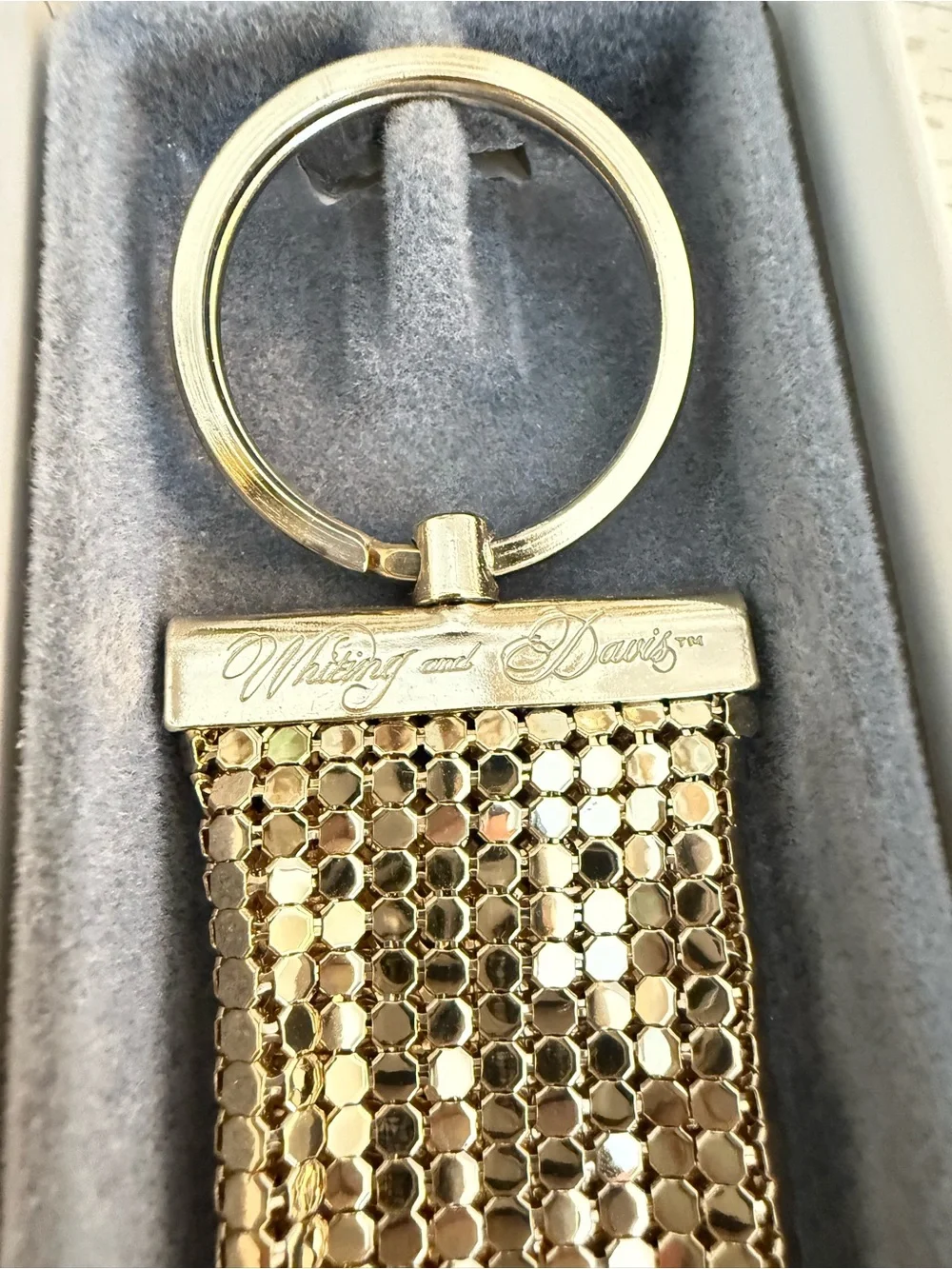 Vintage Whiting & Davis Gold Mesh Keychain NWT